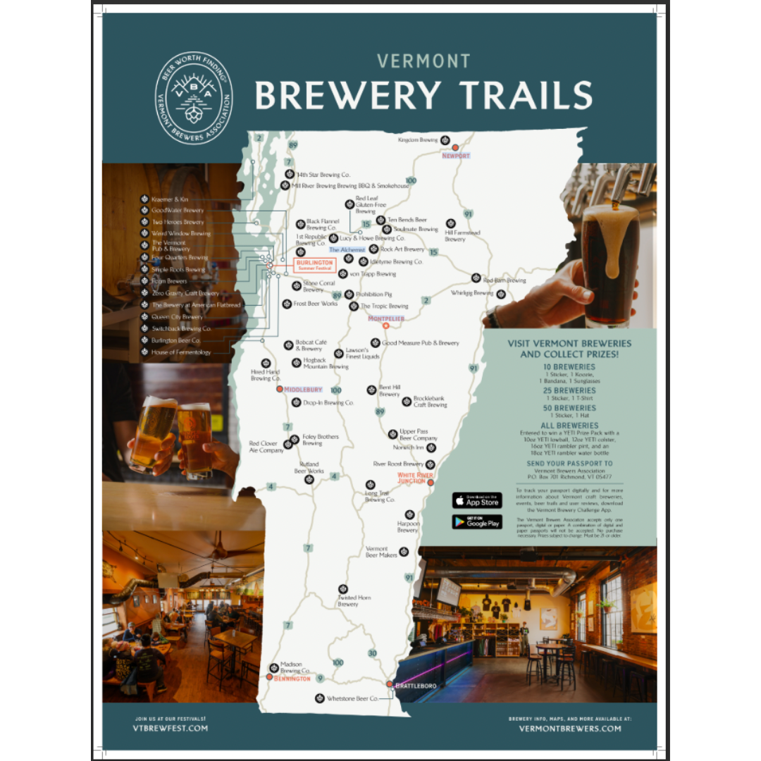 Vermont Brewery and Tap Room Map Poster