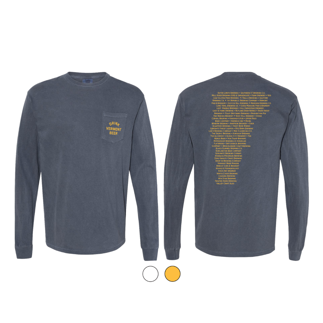 Drink VT Beer Long-Sleeve Pocket Tee (Denim)