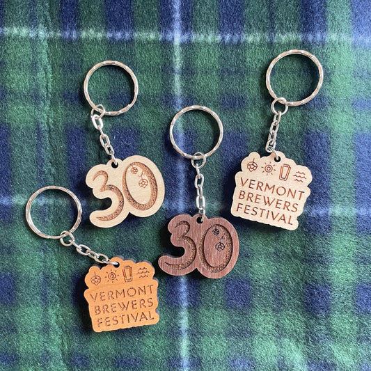 30th Vermont Brewers Festival Wooden Keychain